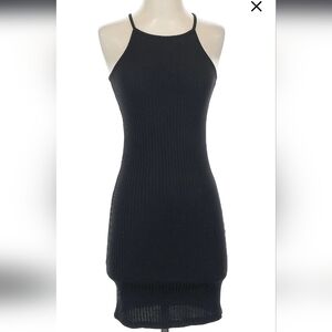 Elegant Black Ribbed Knit Dress